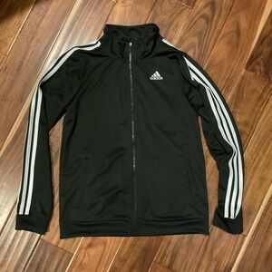 Adidas Men's Black Jacket with White Stripes